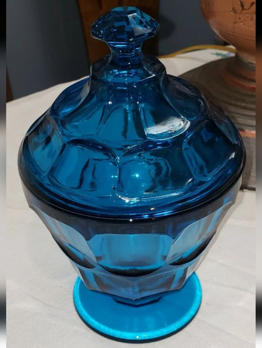 Vintage Blue Glass Apothecary Jar